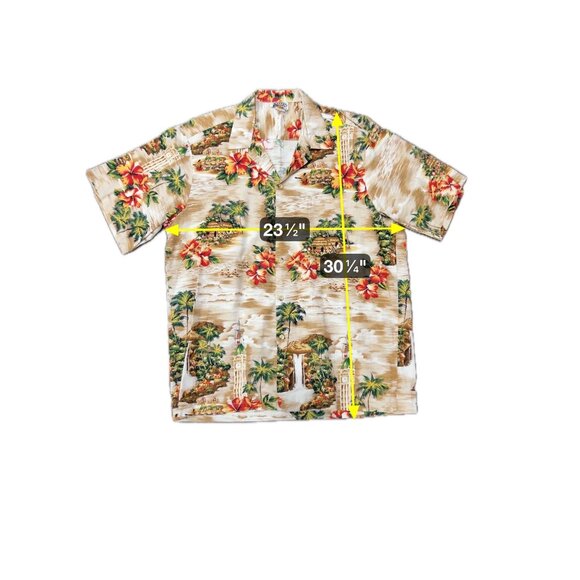 Vintage Pacific Hawaiian Shirt Short Sleeve Button Up Floral Scenic Print Sz XL - Picture 7 of 8